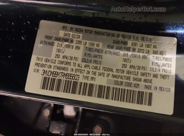 3MVDMBBM7RM665603 2024 MAZDA CX-30 Blue Vista del compartimento del motor
