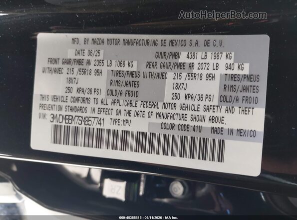 3MVDMBBM7SM857741 2025 MAZDA CX-30 Black Vista del compartimento del motor