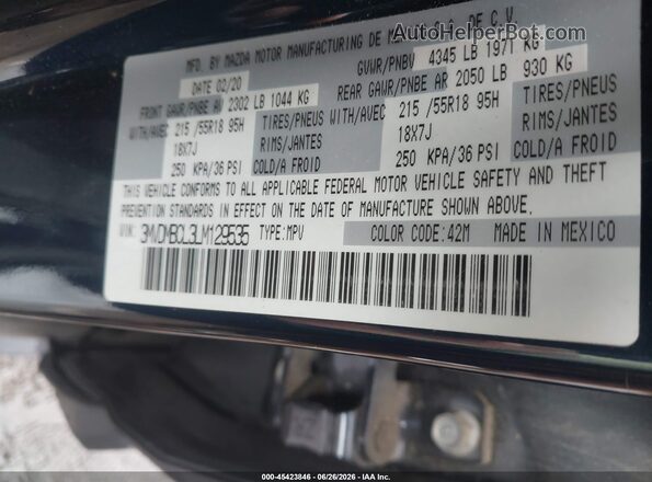 3MVDMBCL3LM129535 2020 MAZDA CX-30 Blue Vista del compartimento del motor
