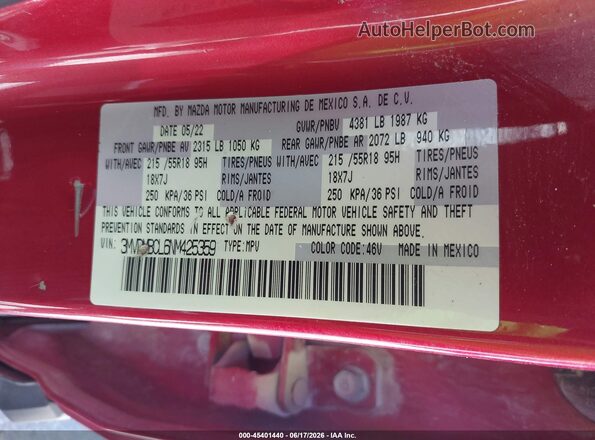 3MVDMBCL6NM425359 2022 MAZDA CX-30 Красный Вид подкапотного пространства