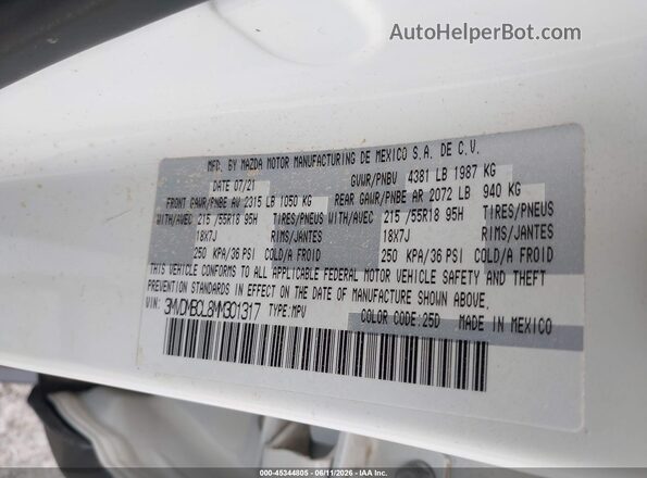 3MVDMBCL8MM301317 2021 MAZDA CX-30 Белый Вид подкапотного пространства