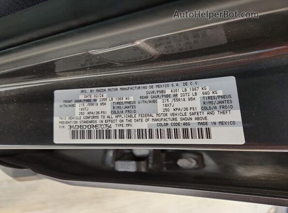3MVDMBCM0RM670754 2024 MAZDA CX-30 Gray Vista de la etiqueta del VIN