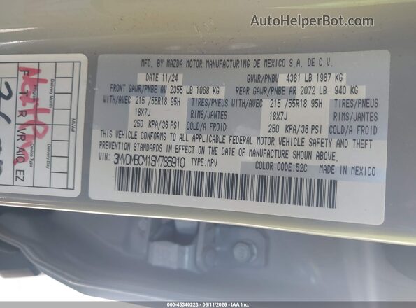 3MVDMBCM1SM786910 2025 MAZDA CX-30 Gray Widok komory silnika