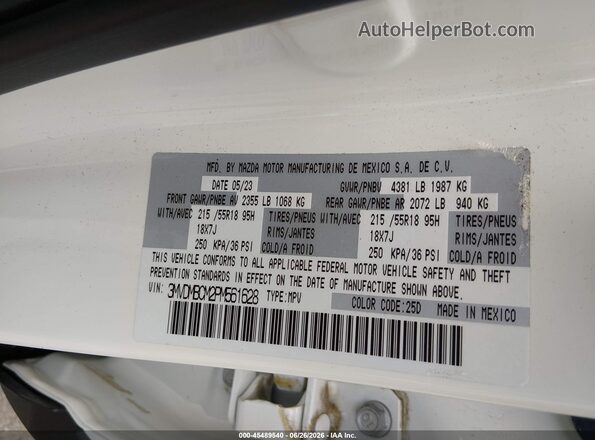 3MVDMBCM2PM561628 2023 MAZDA CX-30 White Widok komory silnika