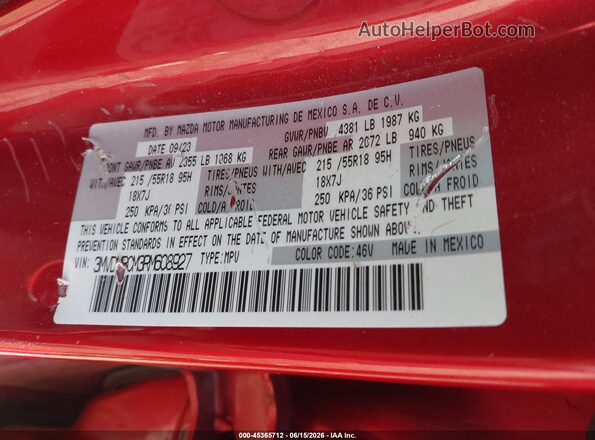 3MVDMBCM3RM608927 2024 MAZDA CX-30 Red Engine compartment view