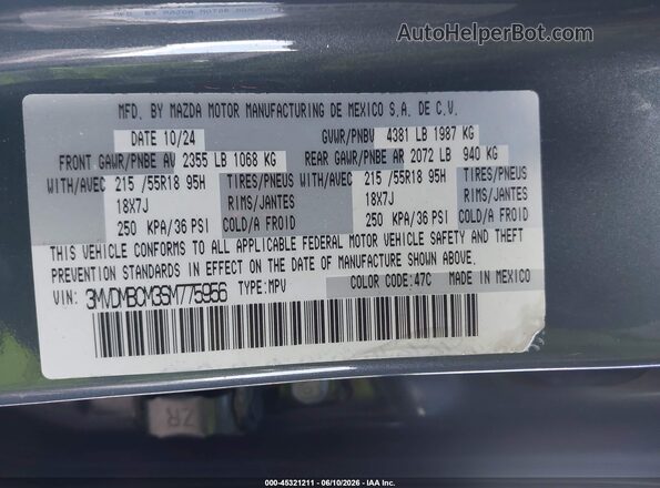 3MVDMBCM3SM775956 2025 MAZDA CX-30 Gray Engine compartment view