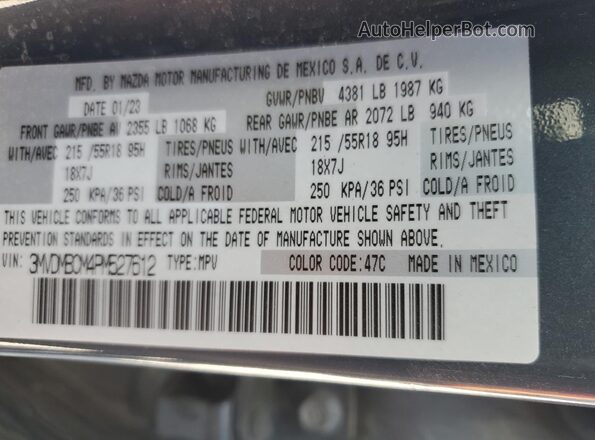 3MVDMBCM4PM527612 2023 MAZDA CX-30 Charcoal VIN sticker view