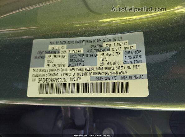 3MVDMBCM4RM633710 2024 MAZDA CX-30 Gray Շարժիչի բաժամունքի տեսք