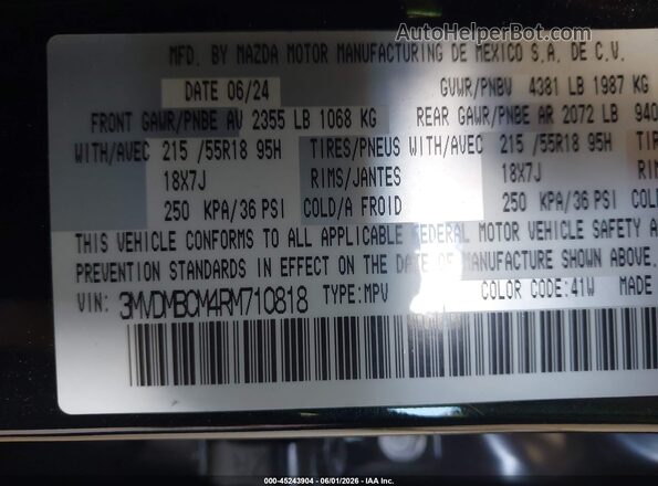 3MVDMBCM4RM710818 2024 MAZDA CX-30 Black Vista del compartimento del motor