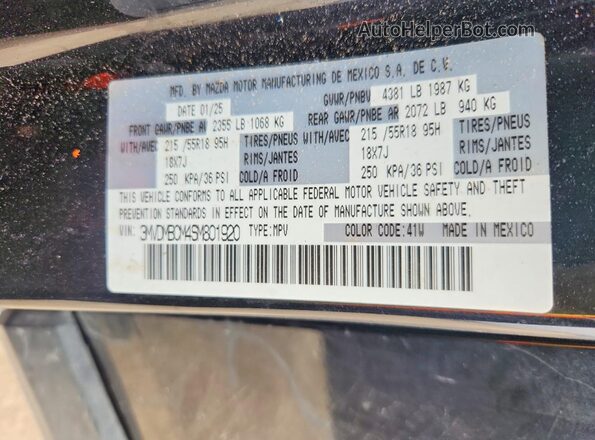 3MVDMBCM4SM801920 2025 MAZDA CX-30 Black VIN sticker view