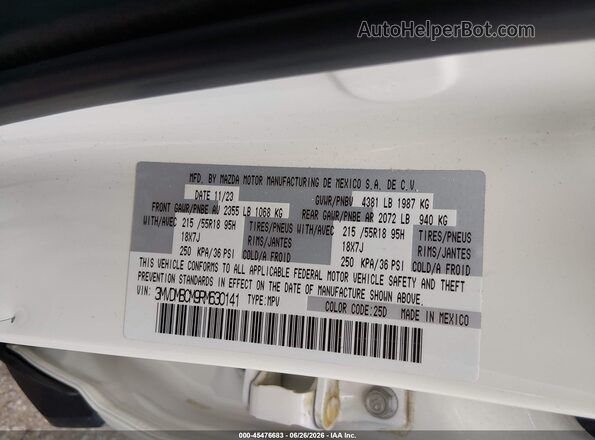 3MVDMBCM9RM630141 2024 MAZDA CX-30 White Engine compartment view