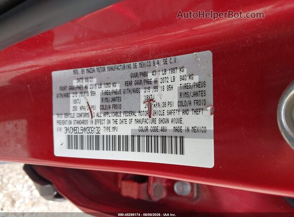 3MVDMBDL5MM309132 2021 MAZDA CX-30 Red ძრავის განყოფილების ხედი