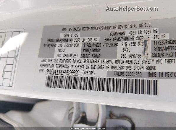3MVDMBDM0PM526620 2023 MAZDA CX-30 White Вид підкапотного простору