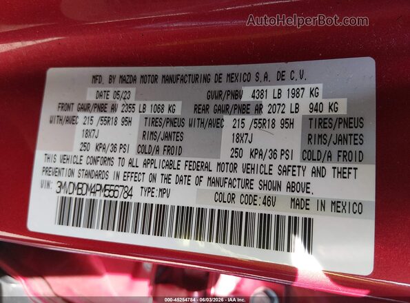 3MVDMBDM4PM556784 2023 MAZDA CX-30 Red Widok komory silnika