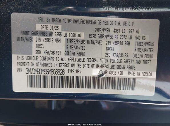 3MVDMBDM5SM808826 2025 MAZDA CX-30 Blue Շարժիչի բաժամունքի տեսք