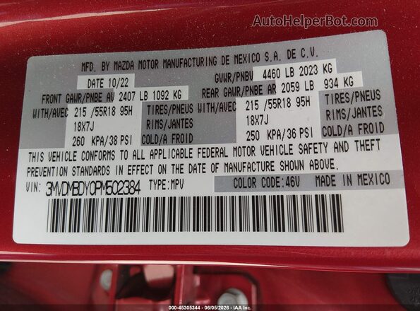 3MVDMBDY0PM502384 2023 MAZDA CX-30 Red Widok komory silnika