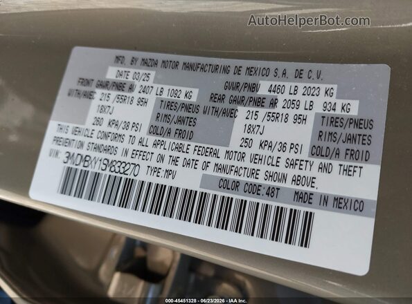 3MVDMBXY1SM833270 2025 MAZDA CX-30 Brown Vista del compartimento del motor