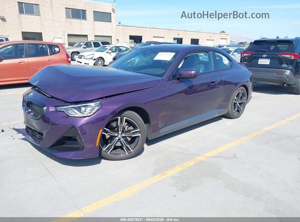 3MW23CM02N8C48868 2022 BMW 2 SERIES Purple Передня ліва чверть