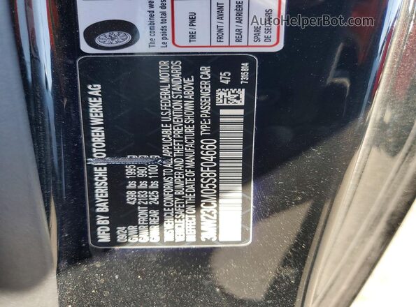 3MW23CM05S8F04660 2025 BMW 2 SERIES Black VIN კოდის სტიკერის ხედი
