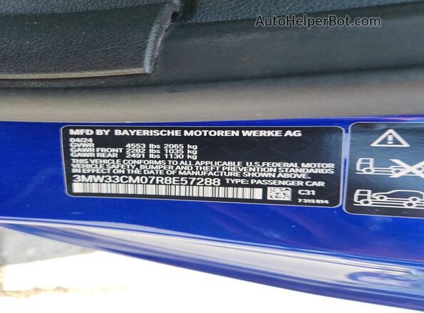 3MW33CM07R8E57288 2024 BMW 2 SERIES Blue Widok komory silnika