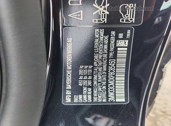 3MW33CM0XP8C85450 2023 BMW 2 SERIES Black Widok naklejki z numerem VIN