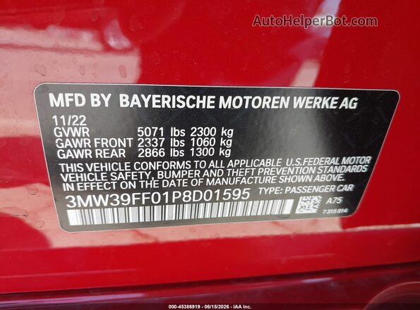 3MW39FF01P8D01595 2023 BMW OTHER Red 