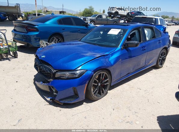3MW49FS06P8C97022 2023 BMW M3 Blue Առջևի ձախ երեք քառորդ տեսարան