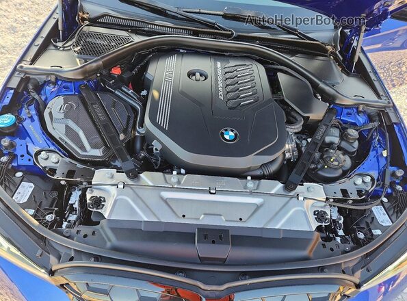 3MW49FS06R8D92487 2024 BMW M3 Blue უკანა სალონის ხედი