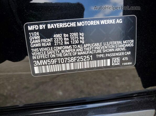 3MW59FT07S8F25251 2025 BMW M3 Черный 