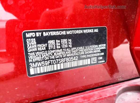 3MW59FT07S8F80542 2025 BMW M3 Red Widok komory silnika