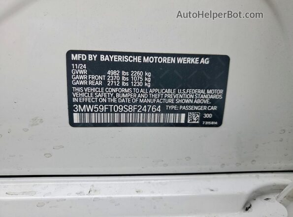 3MW59FT09S8F24764 2025 BMW M3 White Widok komory silnika