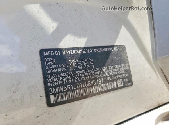 3MW5R1J01L8B43787 2020 BMW 3 SERIES White Widok komory silnika
