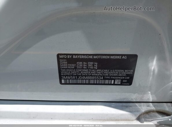 3MW5R1J04M8B85534 2021 BMW 3 SERIES White Engine compartment view