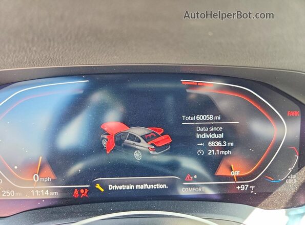 3MW5R1J04M8C08939 2021 BMW 3 SERIES Gray Instrument cluster view