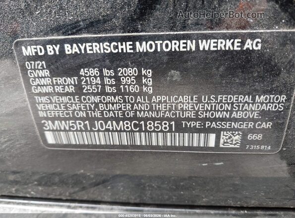 3MW5R1J04M8C18581 2021 BMW 7 SERIES Black 