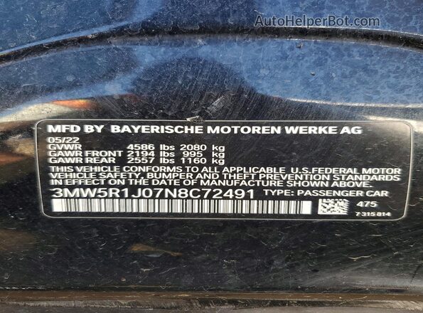 3MW5R1J07N8C72491 2022 BMW OTHER Black 