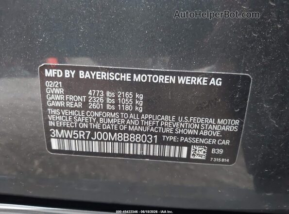 3MW5R7J00M8B88031 2021 BMW OTHER Gray 