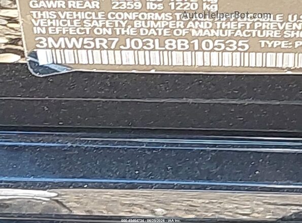 3MW5R7J03L8B10535 2020 BMW 3 SERIES Черный Вид подкапотного пространства