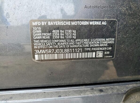 3MW5R7J03L8B11121 2020 BMW 3 SERIES Black Engine compartment view