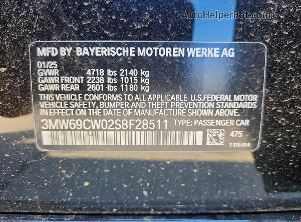 3MW69CW02S8F28511 2025 BMW 3 SERIES Черный Вид подкапотного пространства