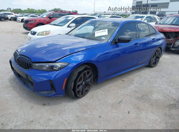 3MW69CW07S8F19660 2025 BMW 3 SERIES Blue Առջևի ձախ երեք քառորդ տեսարան