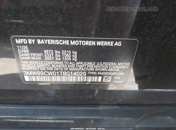 3MW89CW01T8G14029 2026 BMW 3 SERIES Black Vista del compartimento del motor