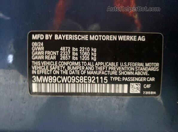 3MW89CW09S8E92115 2025 BMW OTHER Blue 