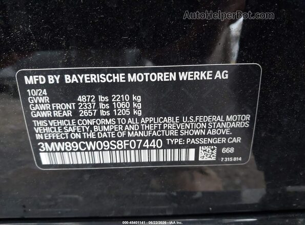 3MW89CW09S8F07440 2025 BMW 3 SERIES Black Engine compartment view