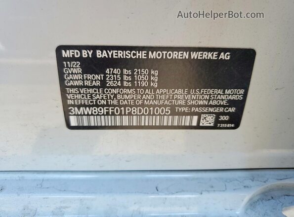 3MW89FF01P8D01005 2023 BMW 3 SERIES White Շարժիչի բաժամունքի տեսք
