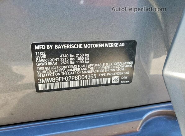 3MW89FF02P8D04365 2023 BMW OTHER Gray Engine compartment view