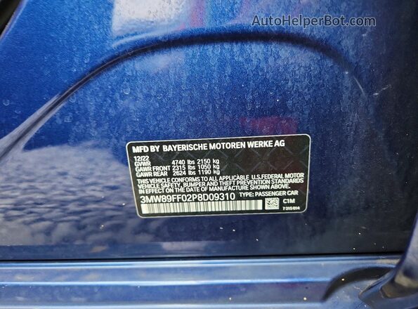 3MW89FF02P8D09310 2023 BMW 3 SERIES Blue Vista del compartimento del motor