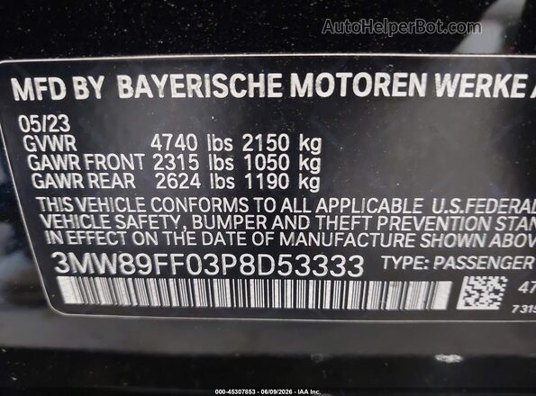 3MW89FF03P8D53333 2023 BMW 3 SERIES Черный Вид подкапотного пространства