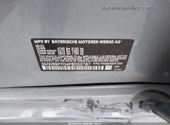 3MW89FF04P8D52787 2023 BMW 3 SERIES Silver Widok komory silnika