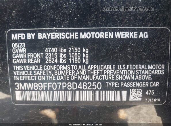 3MW89FF07P8D48250 2023 BMW 3 SERIES Black Engine compartment view
